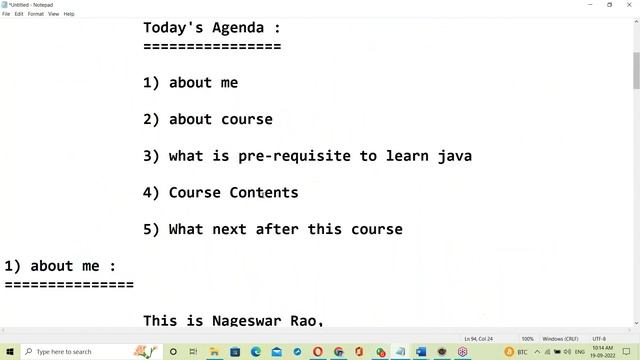 CORE JAVA tutorials || Demo - 1 || by Mr. Nageswar Rao On 19-09-2022 @9:30AM IST смотреть онлайн