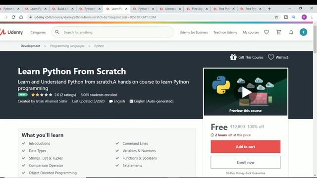 Best python course on udemy | Udemy python paid course for free | Free python certification course