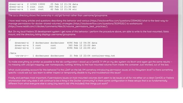 Docker host-mounted volume permissions смотреть онлайн