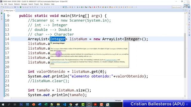 Como usar List y ArrayList en JAVA   metodo add size clear get PARTE 3/4
