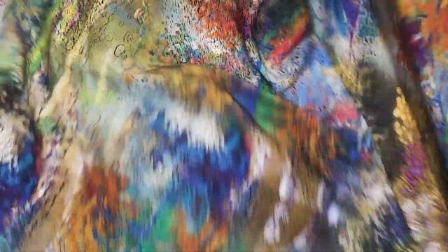 ф5870 Веселая осень импресиониста. Крепдешин. (97% шелк 3%эластан). Италия. смотреть онлайн