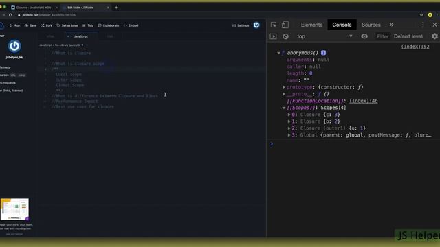 Javascript Closures - Difference between Closure & Block scope