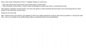 Photoshop CC2017 brush stroke disappear and colorwheel stuck on screen