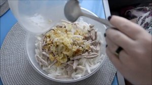 Новогоднее меню 2020 Салат с дайконом и мясом