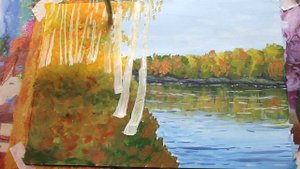 Как нарисовать осенний пейзаж с березами поэтапно