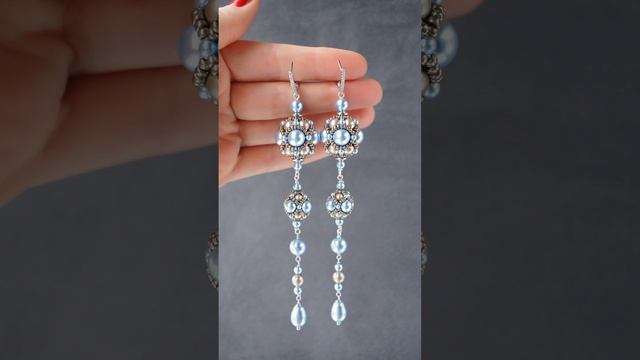 Серьги из бисера и жемчуга Swarovski / Bead woven earrings