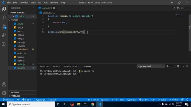 Typescript tutorial for beginners in Hindi #13 Union in TypeScript