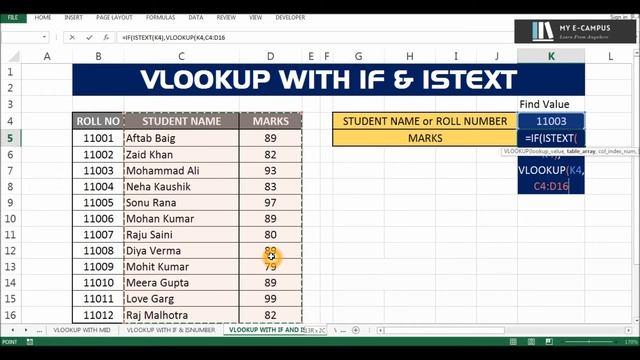 Vlookup With IF & Istext Formula in Excel 2021 | Vlookup Series In Hindi | #Class41
