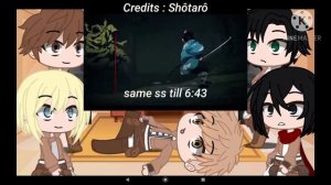 Attack on titan reacts to Demon Slayer / credits in the vid and description / requested