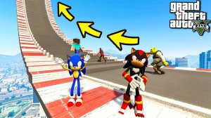 КАК ДАЛЕКО СОНИК И ШЭДОУ СМОГУТ ЗАБРАТЬСЯ ПО СТУПЕНЬКАМ ЛЕСТНИЦЫ ЭКСПЕРИМЕНТ ГТА 5 МОДЫ GTA 5 ВИДЕО