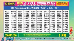 Dear Indus Wednesday Weekly Lottery 1:00 PM 24.01.2024 Dear Nagaland State Lotteries Live Draw