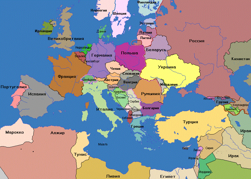 Географическая карта европы со странами крупно на русском в хорошем качестве