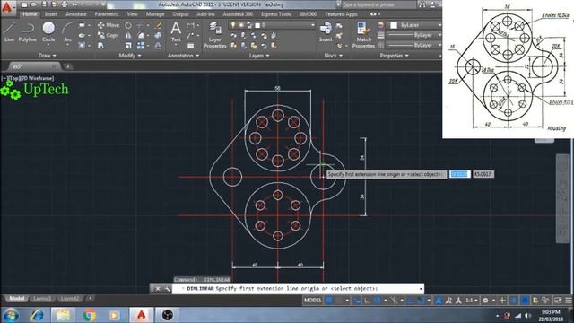 Auto CAD 2015 | 2D Sketch Practice Exercise | Apply Dimension | Example 3 (Part 2) смотреть онлайн