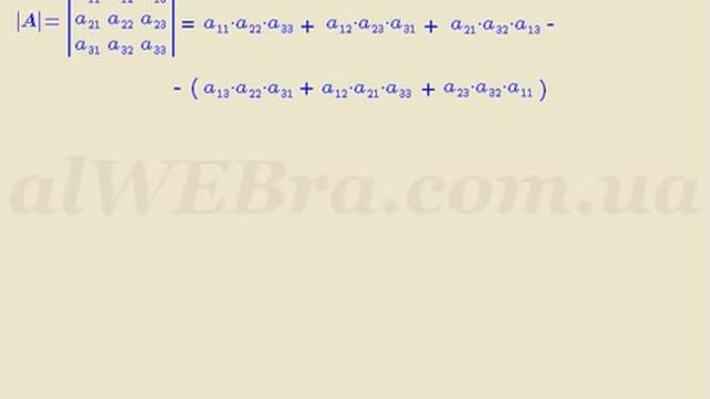 Вычисление определителя матрицы 3 порядка  Правило треугольника Саррюса