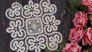Брюггское кружево - квадратная салфетка. Часть 3
