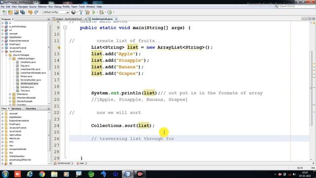 Sort values In Array List || Collection In Java || Core Java Programming