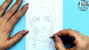 Как нарисовать УЭНСДЕЙ АДАМС простым карандашом