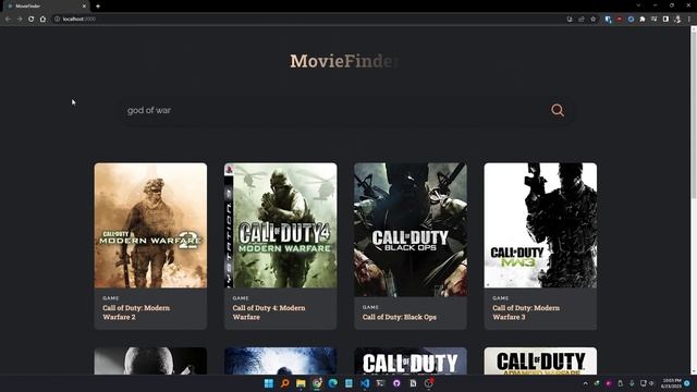 Movie, TV Series and Games Finder Project In React JS