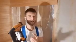 Обшивка стен вагонкой в бане - сауне.