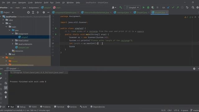 Java problems to solve for beginners - Determining square or rectangle