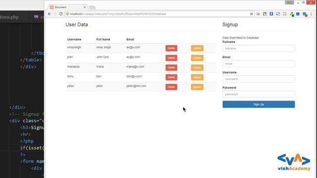 Fetch Error & Success Messages from Another Page | PHP CRUD APP | Learn PHP in Hindi | vishAcademy