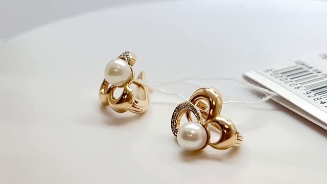 Золотые серьги с Жемчугом культивированным смотреть онлайн