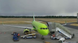 Обслуживание самолета а320 S7 после полета Москва - Воронеж