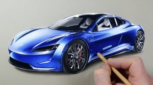 Tesla Roadster (3д рисунок).mp4