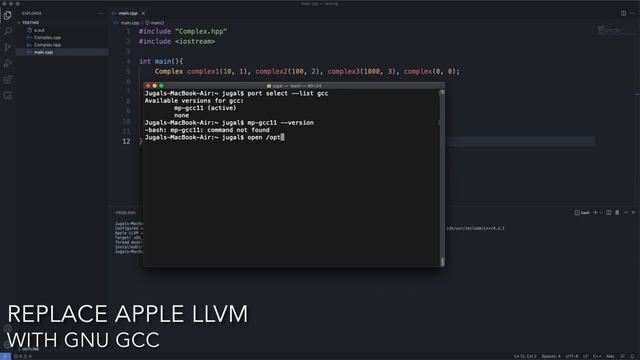 Compile C++20, 23 on older macOS. Replace APPLE LLVM with GNU GCC using MacPorts.
