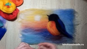 Шерстяная акварель/ Картина из шерсти Снегирь/ Мастер-класс