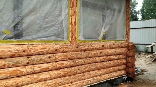 Очищаем, грунтуем и красим потемневший сруб смотреть онлайн