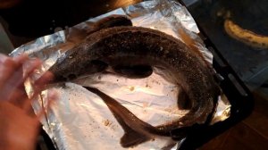 Осётр запечёный с грибами