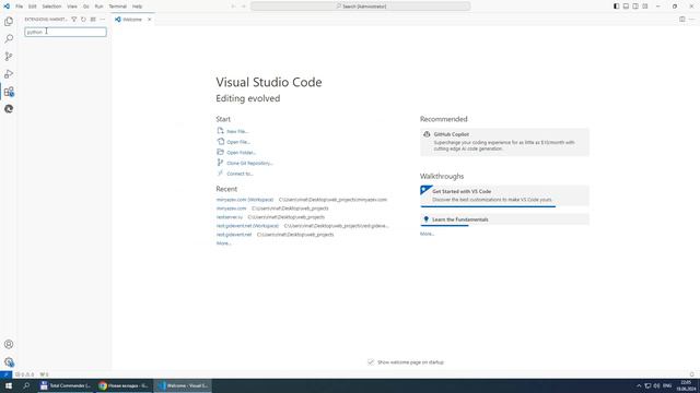 Установка python на windows10, добавление расширений в VSCode (install python, configure IDE)