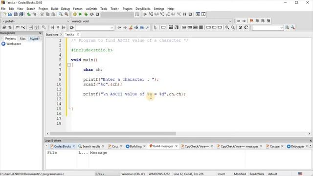 Program To Find ASCII Character