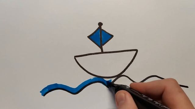 Как нарисовать кораблик/Рисунки для начинающих/Кораблик смотреть онлайн