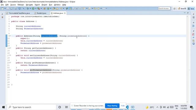 Immutable classes | Java interview question | Mutale reference in immutable class