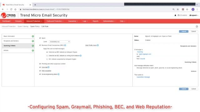 Configuring Spam Filtering Policy in Trend Micro Email Security смотреть онлайн