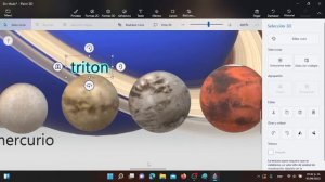 el sistema solar a escala en paint 3d