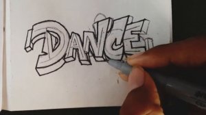 DANCE - Easy Graffiti Sketch | How to draw graffiti lettering | NITESH Easy Drawing HP