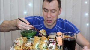 MUKBANG Огромные роллы / 1 кг роллов / Sushi rolls / ASMR / МУКБАНГ / Мукбанг Сеня /eating show/먹