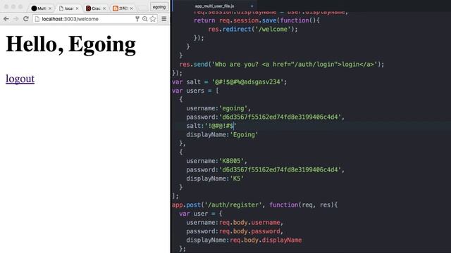 Server Side JavaScript - Security Password 3: salt