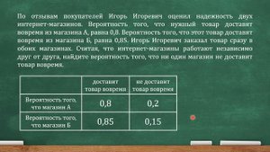 По отзывам покупателей Игорь Игоревич оценил надежность двух интернет-магазинов. Вероятность того..