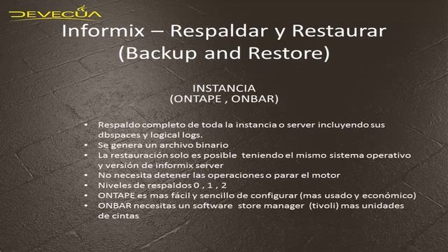 Informix Server en Español - Respaldos y Restauraciones смотреть онлайн