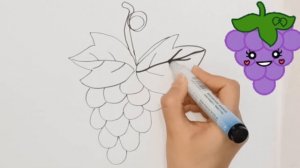 How to design a beautiful purple grape | Drawing lessons for children and teenagers.