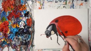 Ladybug Symbol of Luck 3d - Acrylic painting / Homemade Illustration (4k)