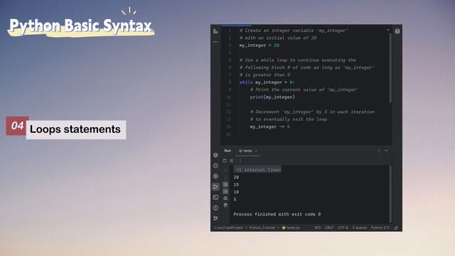 Python Tutorial |  Syntax Examples: Comments,Variables,Conditionals,Loops, Functions,Modules,Classe