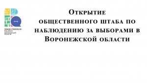 Открытие регионального общественного штаба по наблюдению за выборами губернатора Воронежской области