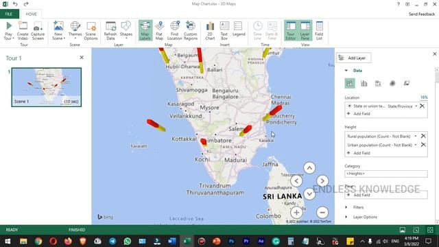 How to Create 3D Map Chart in Excel in Tamil