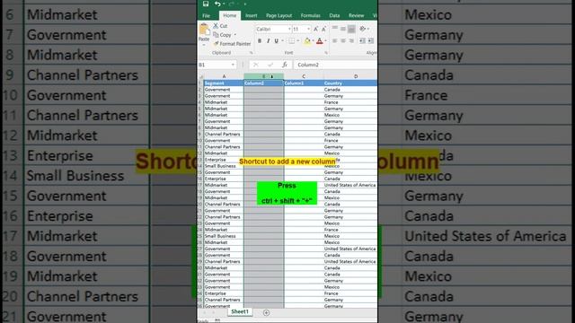 Shortcut to add new columns in excel #exceltutorial #advanceexcel #excel