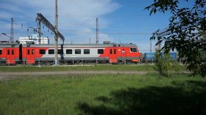 Электропоезд ЭД9М-0057. Покатушки от ст.Озёрки до села Озёрки+отправление.